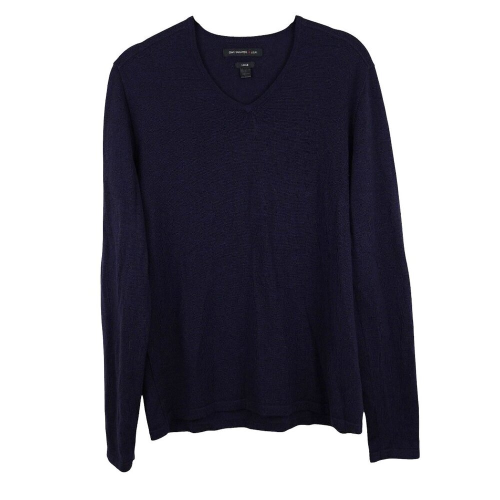 John Varvatos Luxe Merino Wool Sweater - Small - Navy Blue with Leather Elbow Pa